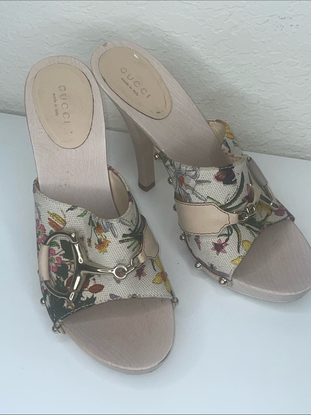 Authentic Gucci Floral canvas High Heel Mules size 8 - Picture 8 of 8